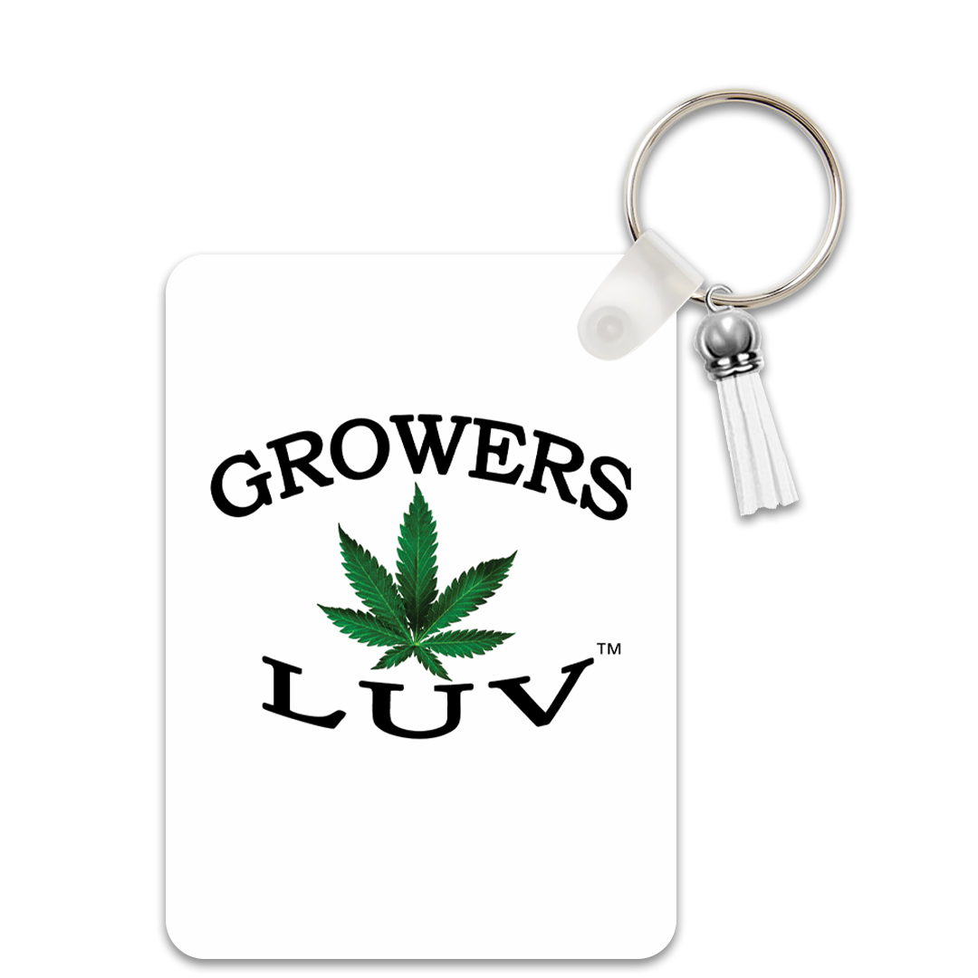 Growers Luv Key Chain White Rectangle