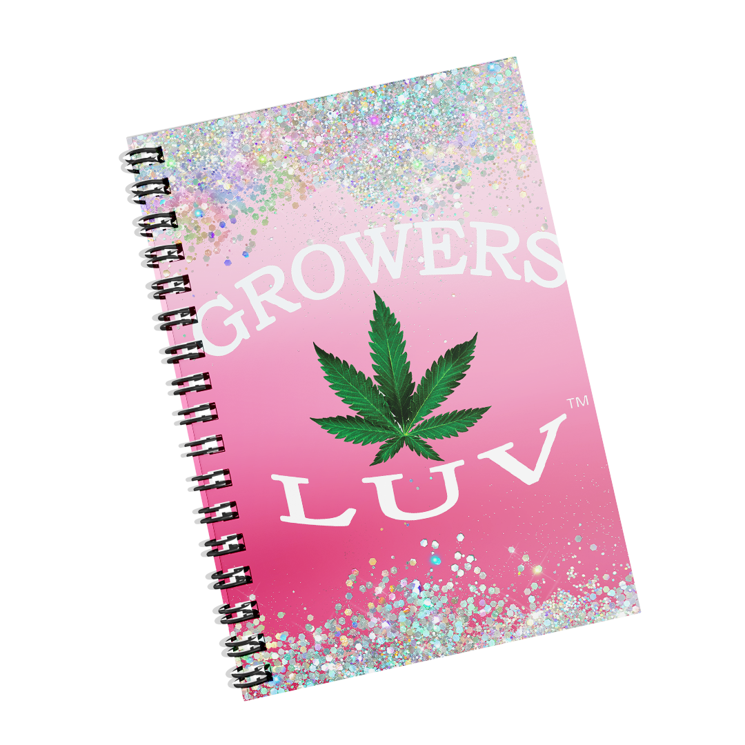 Growers Luv Notebook Spiral 6x8 Pink Glitter