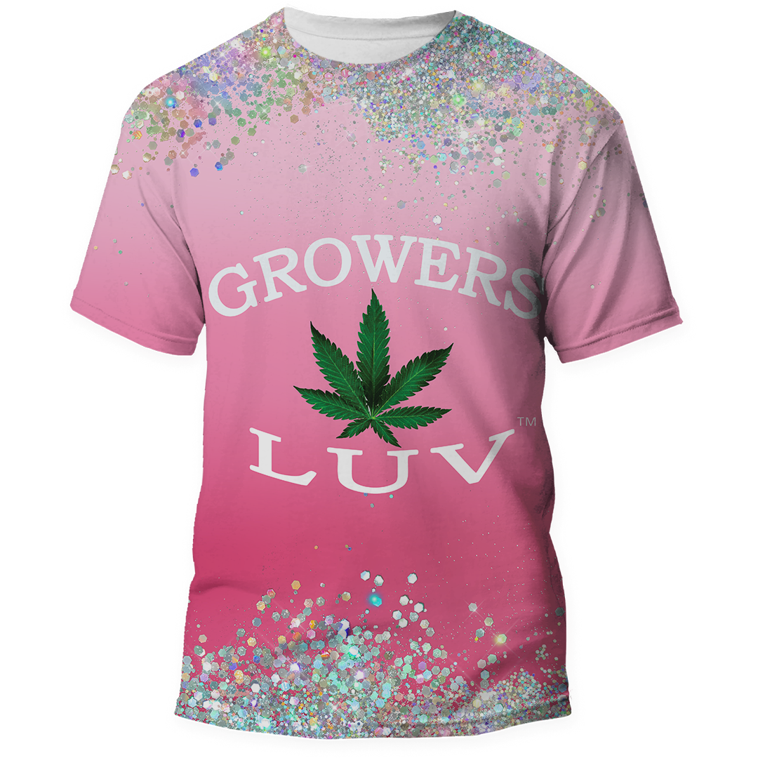 Growers Luv T-Shirt Pink Glitter