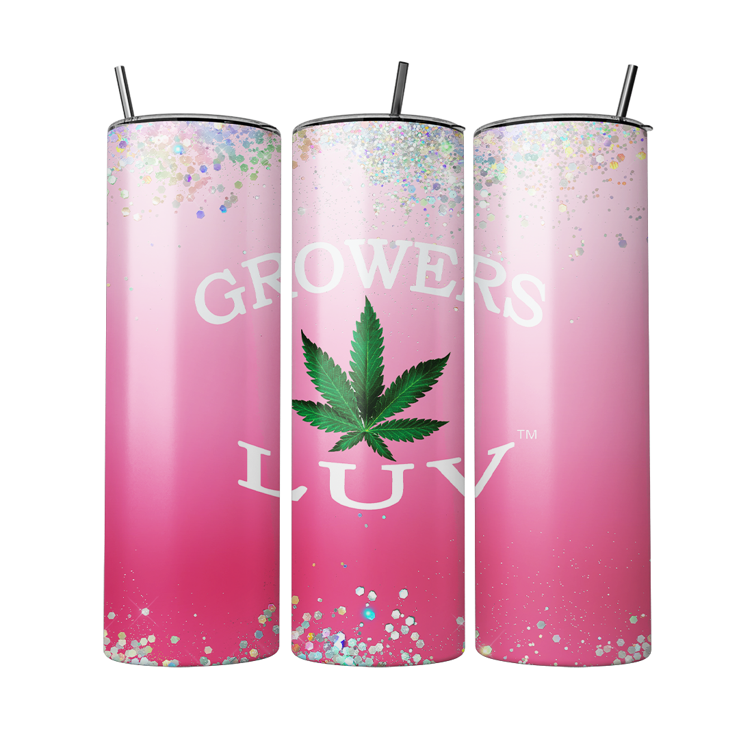 Growers Luv Tumbler Insulated Pink Glitter