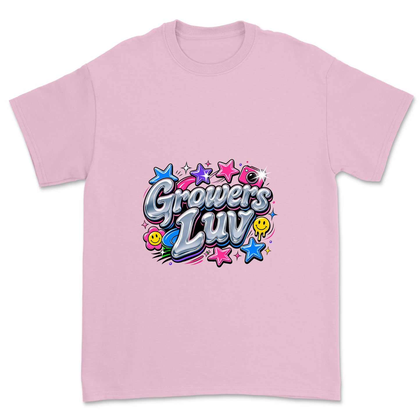 Chrome Bubble Logo Youth Graphic Tee in Light Pink