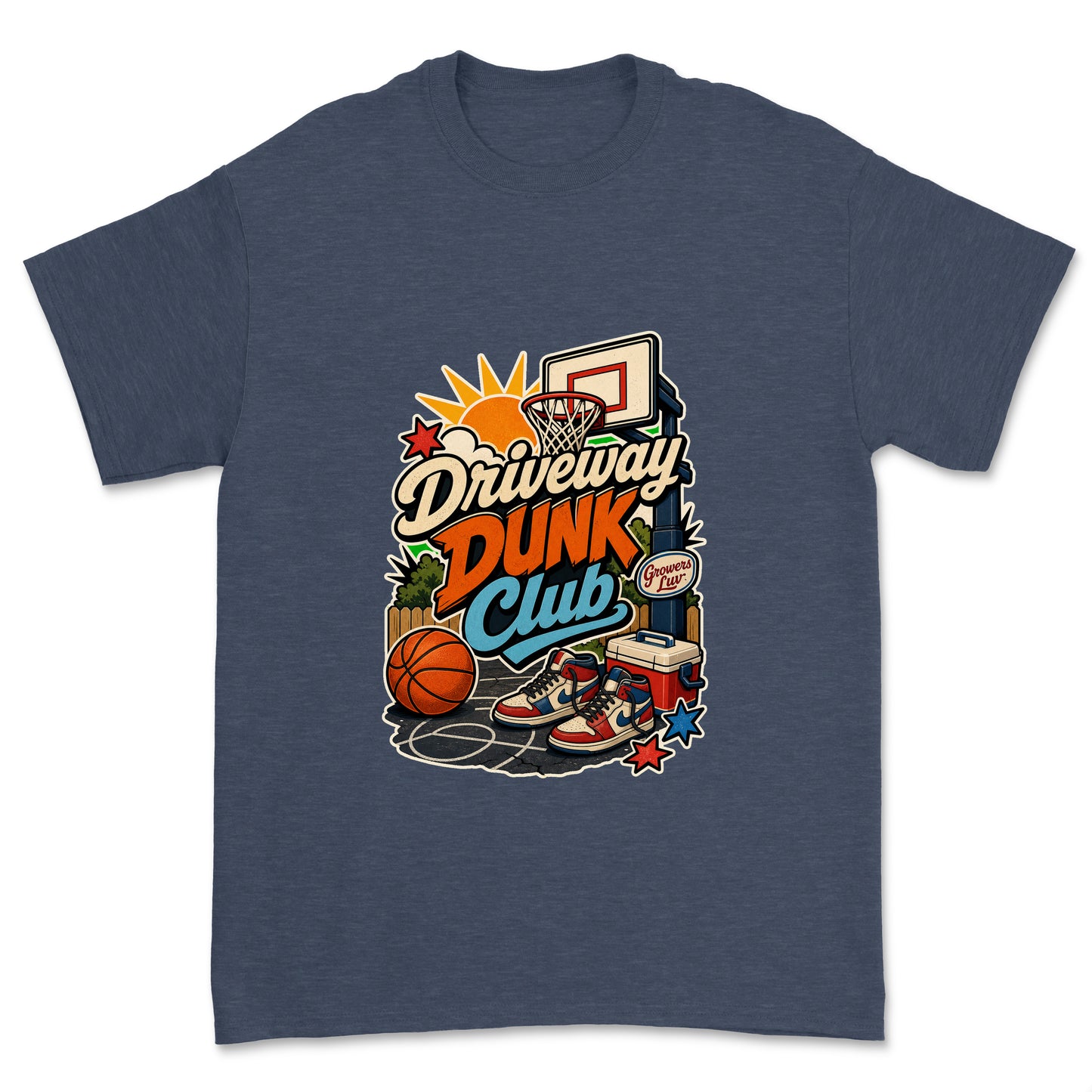 Driveway Dunk Club Men's Gildan Graphic Tee in Heather Navy