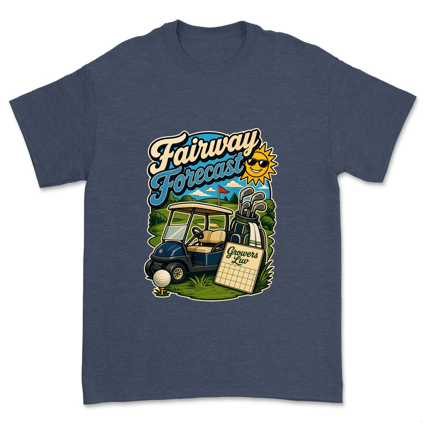 Fairway Forecast Men's Gildan Graphic Tee in Heather Navy