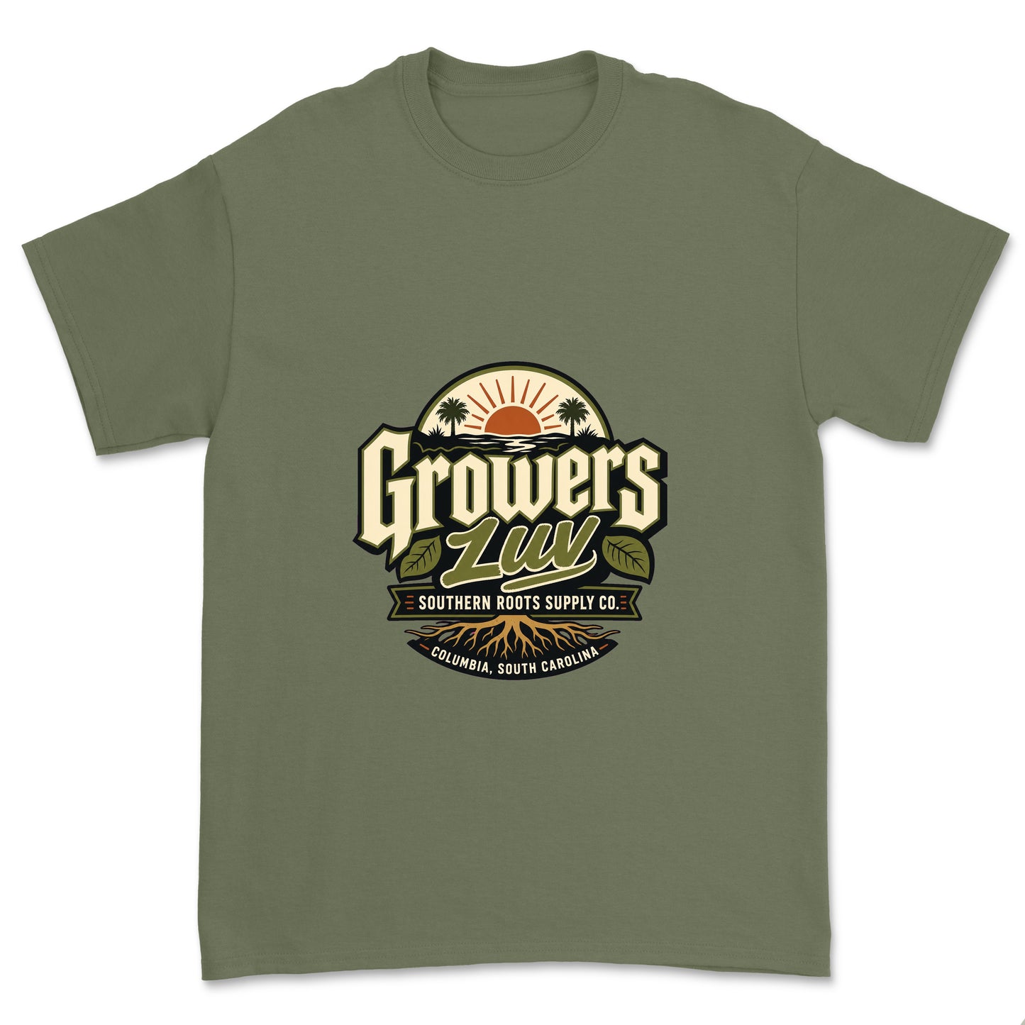 Southern Roots Supply Co Men's Gildan Graphic Tee in Military Green