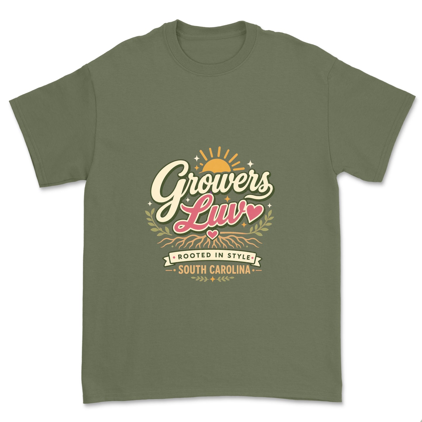 Rooted In Style Men's Gildan Graphic Tee in Military Green