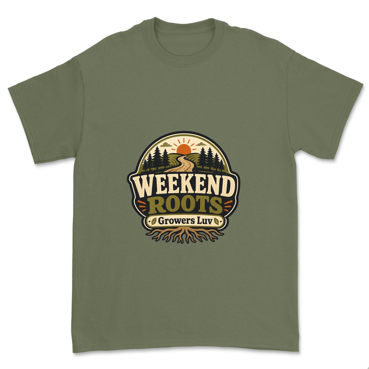 Weekend Roots Men's Gildan Graphic Tee in Military Green
