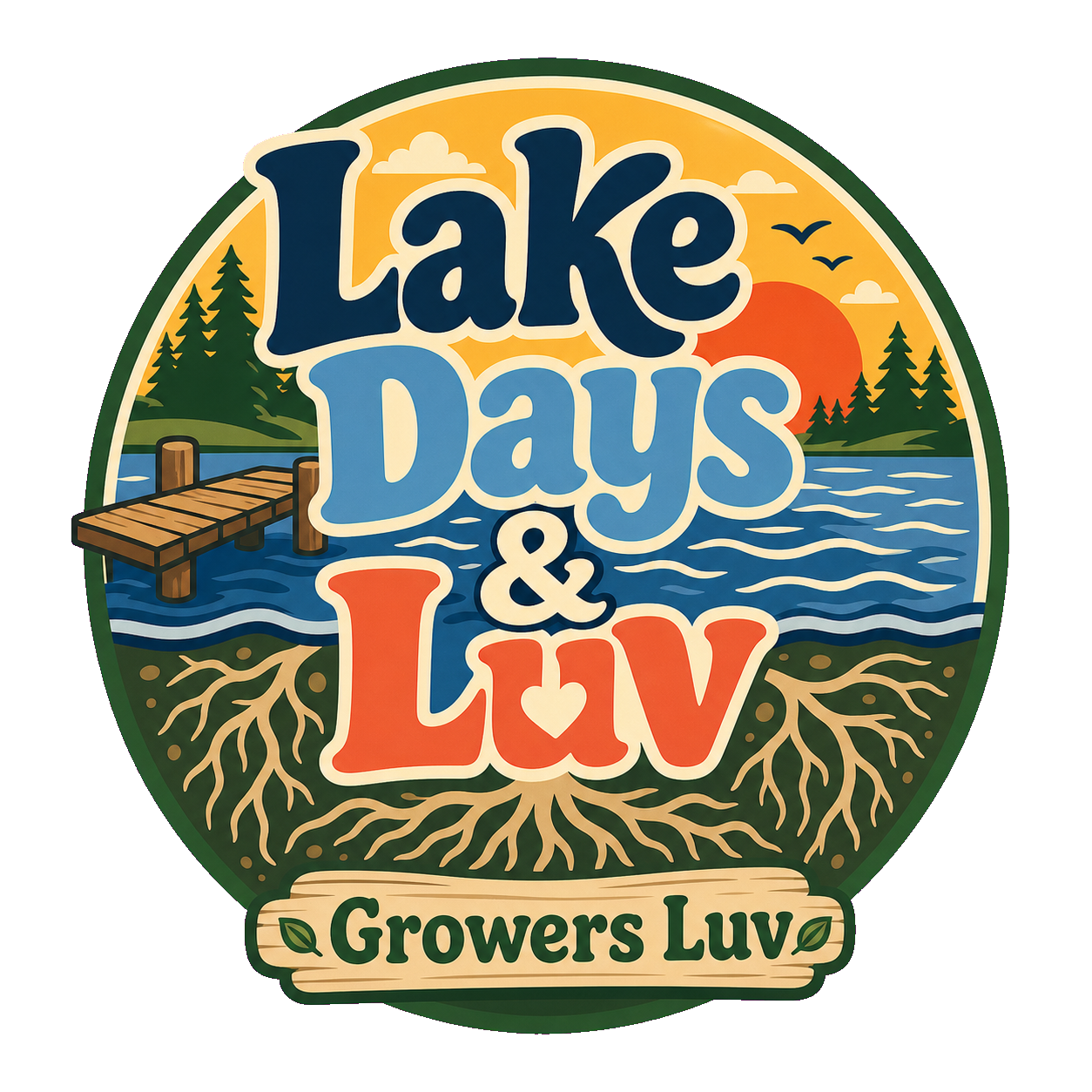 Lake Days Luv Large Natural Tote Bag artwork detail
