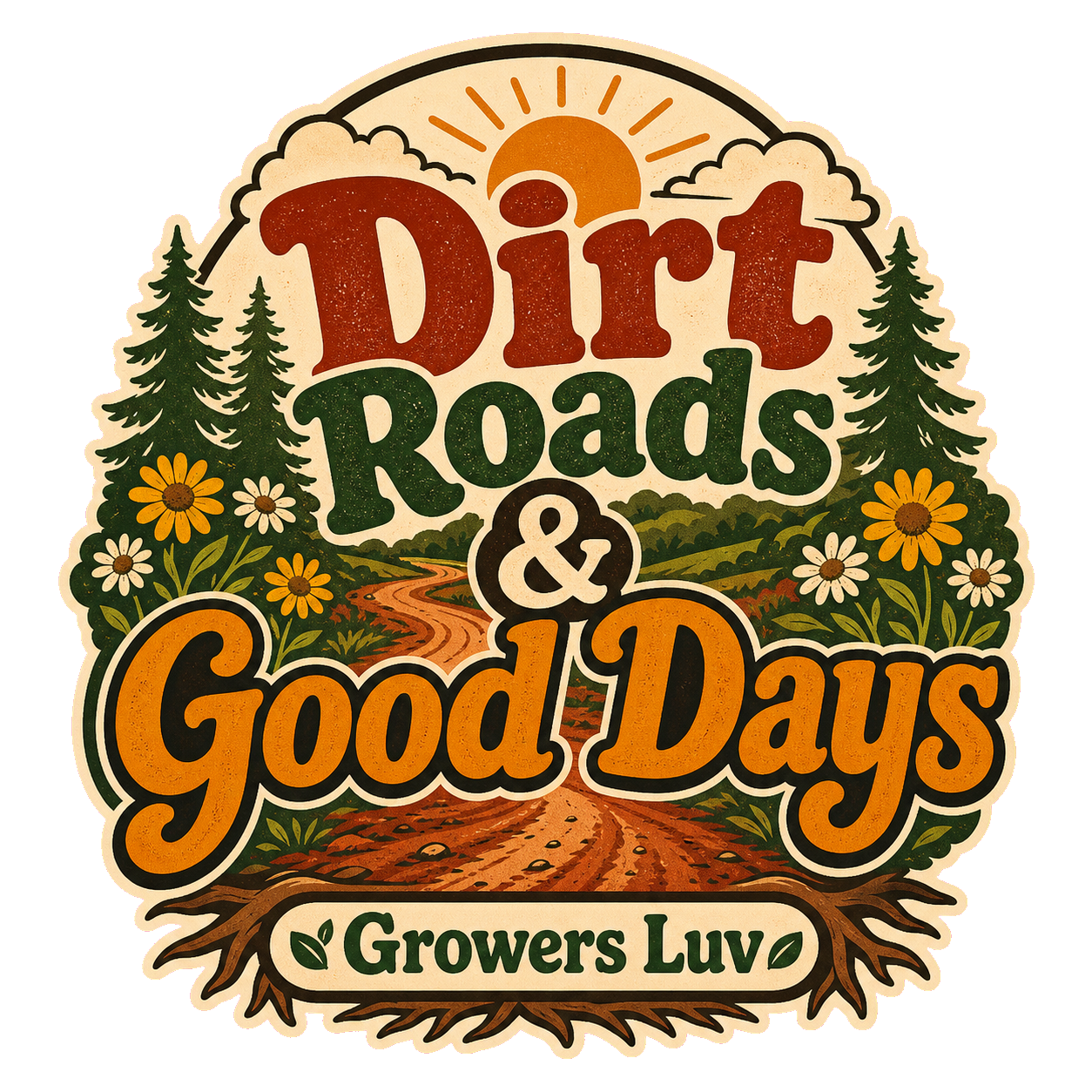 Dirt Roads Good Days Large Natural Tote Bag artwork detail
