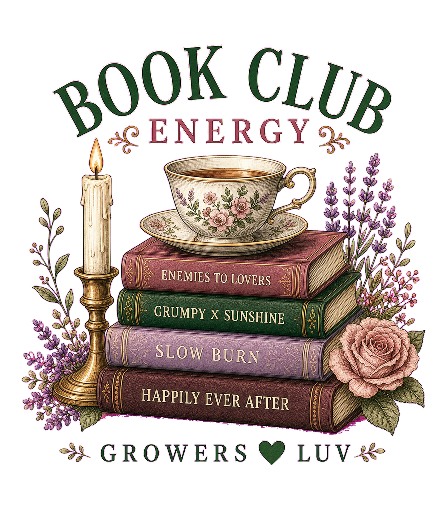Book Club Energy Large Natural Tote Bag artwork detail