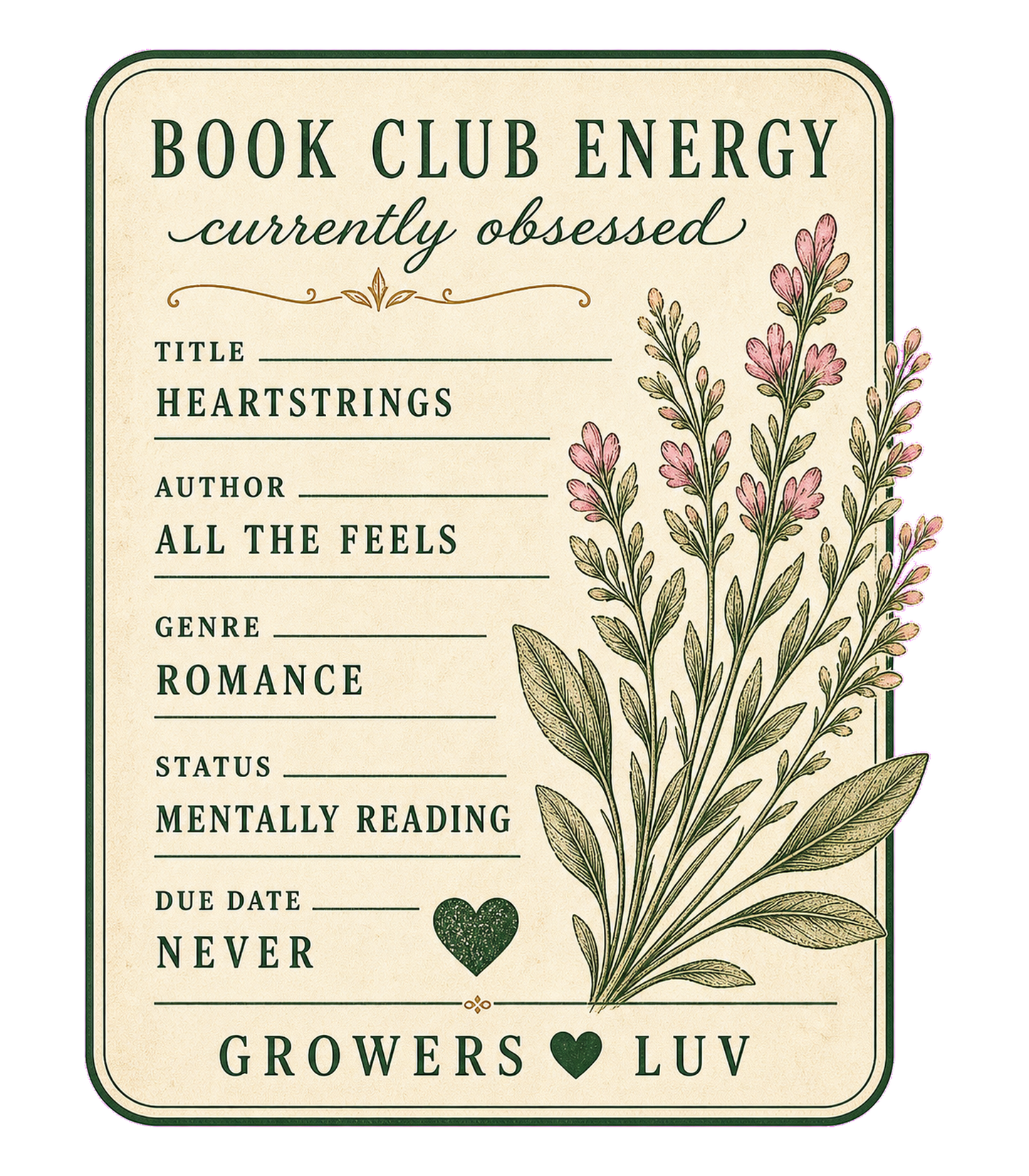 Currently Obsessed Book Club Large Natural Tote Bag artwork detail