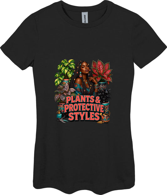 Plants & Protective Styles Women's Plant Lover Graphic Tee in Black