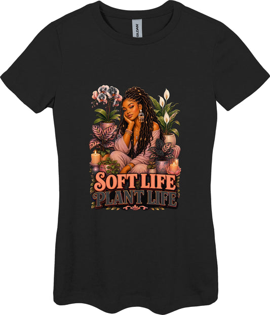 Soft Life Plant Life Women's Plant Lover Graphic Tee in Black