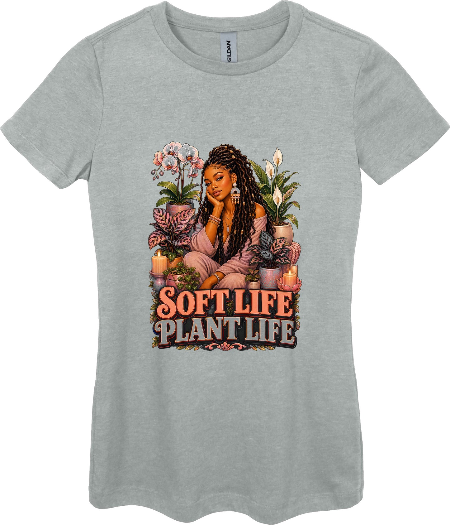 Soft Life Plant Life Women's Plant Lover Graphic Tee in Ring Spun Sport Grey