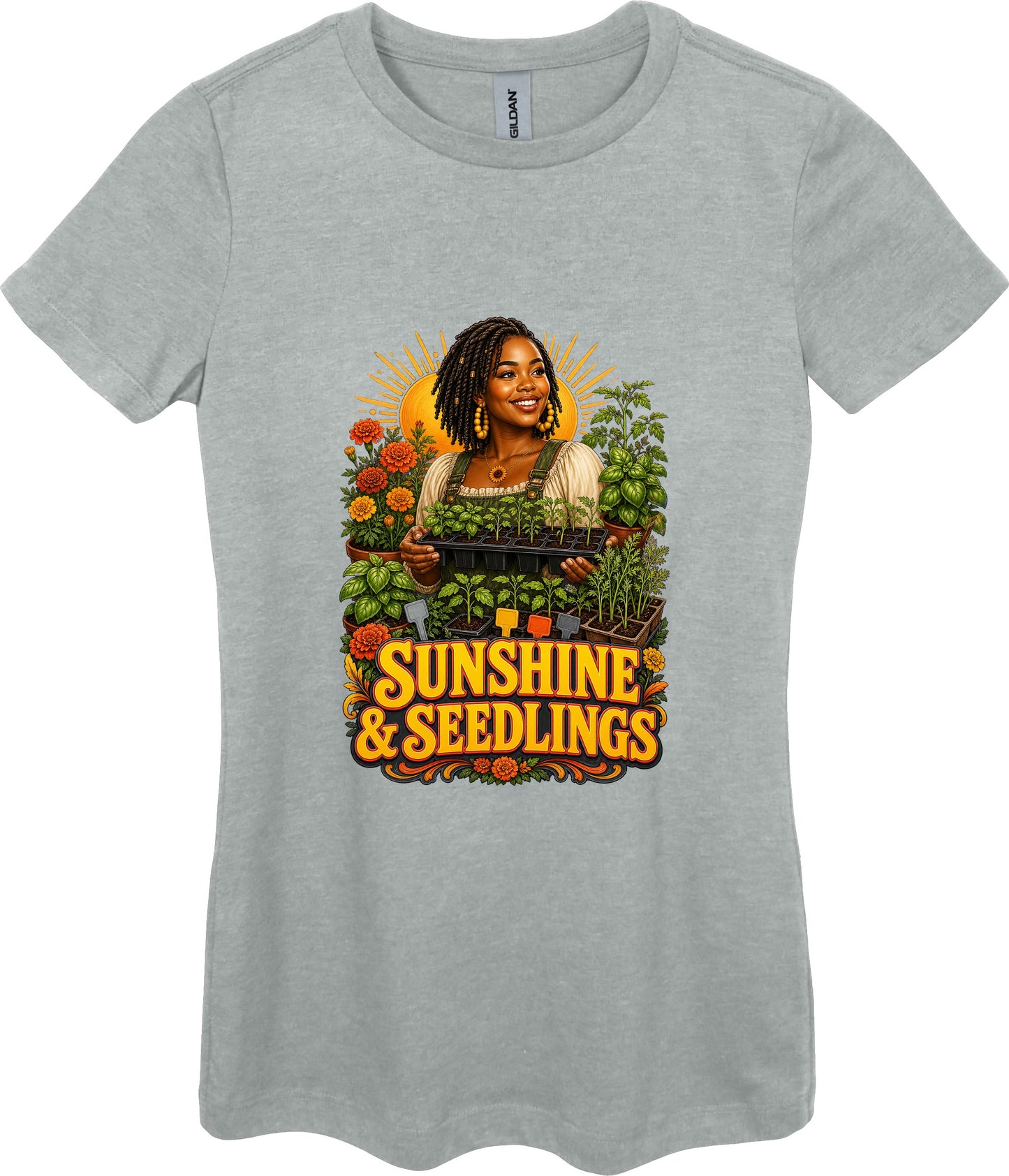 Sunshine and Seedlings Women's Plant Lover Graphic Tee in Ring Spun Sport Grey