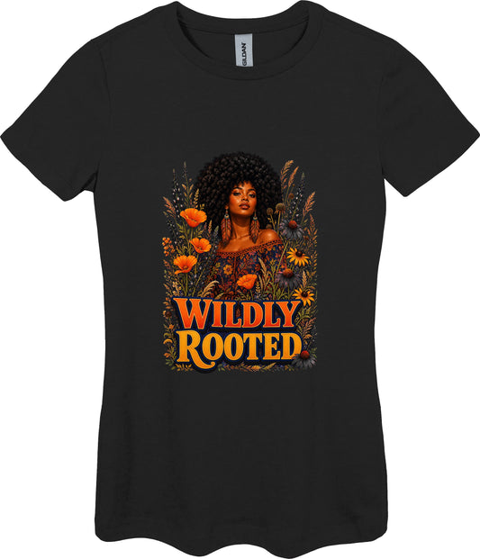 Wildly Rooted Women's Plant Lover Graphic Tee in Black