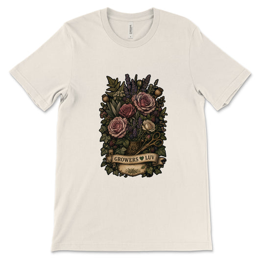 Dark Floral Bouquet Women's Bella Canvas Graphic Tee in Natural