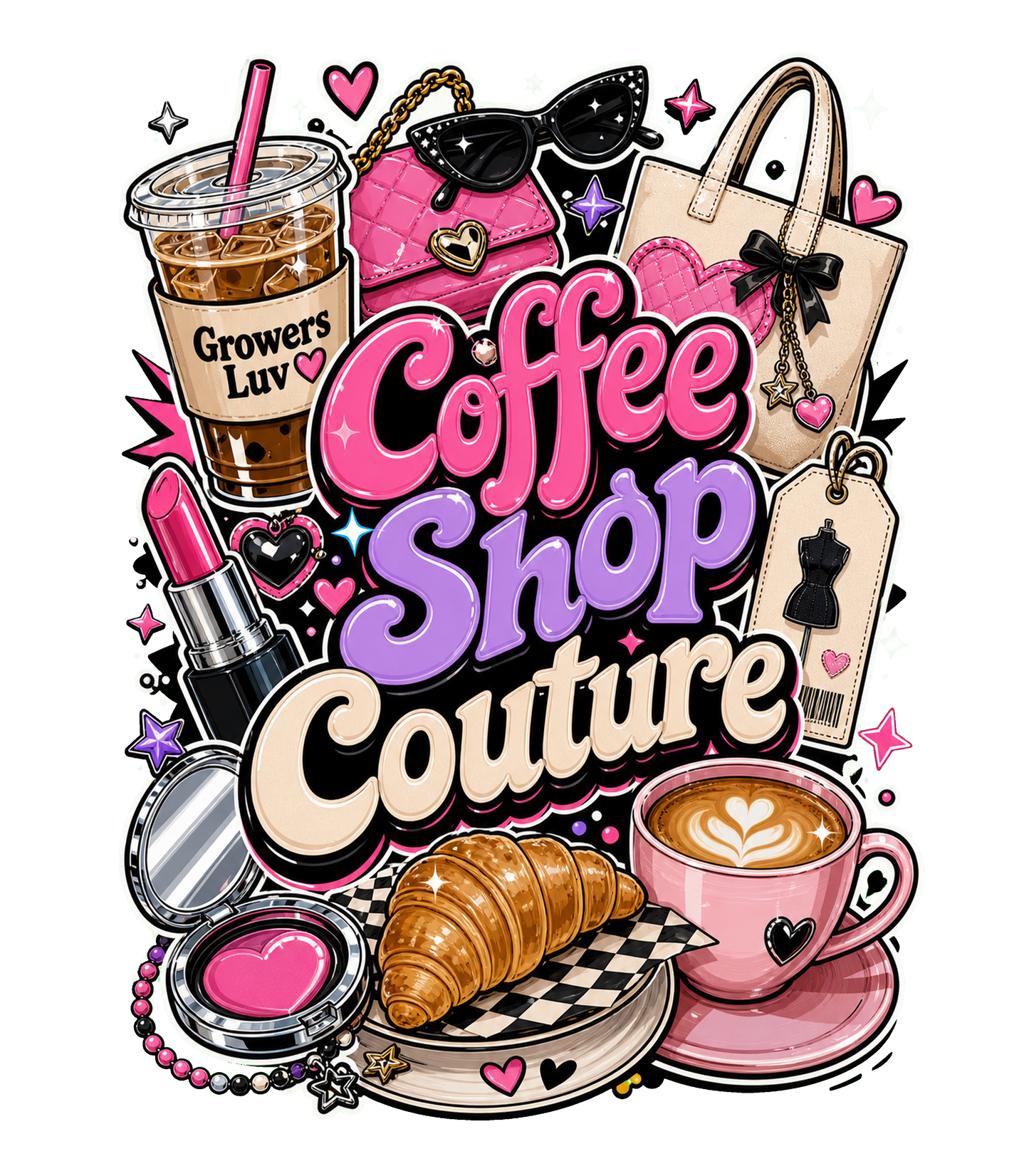Coffee Shop Couture Large Natural Tote Bag artwork detail