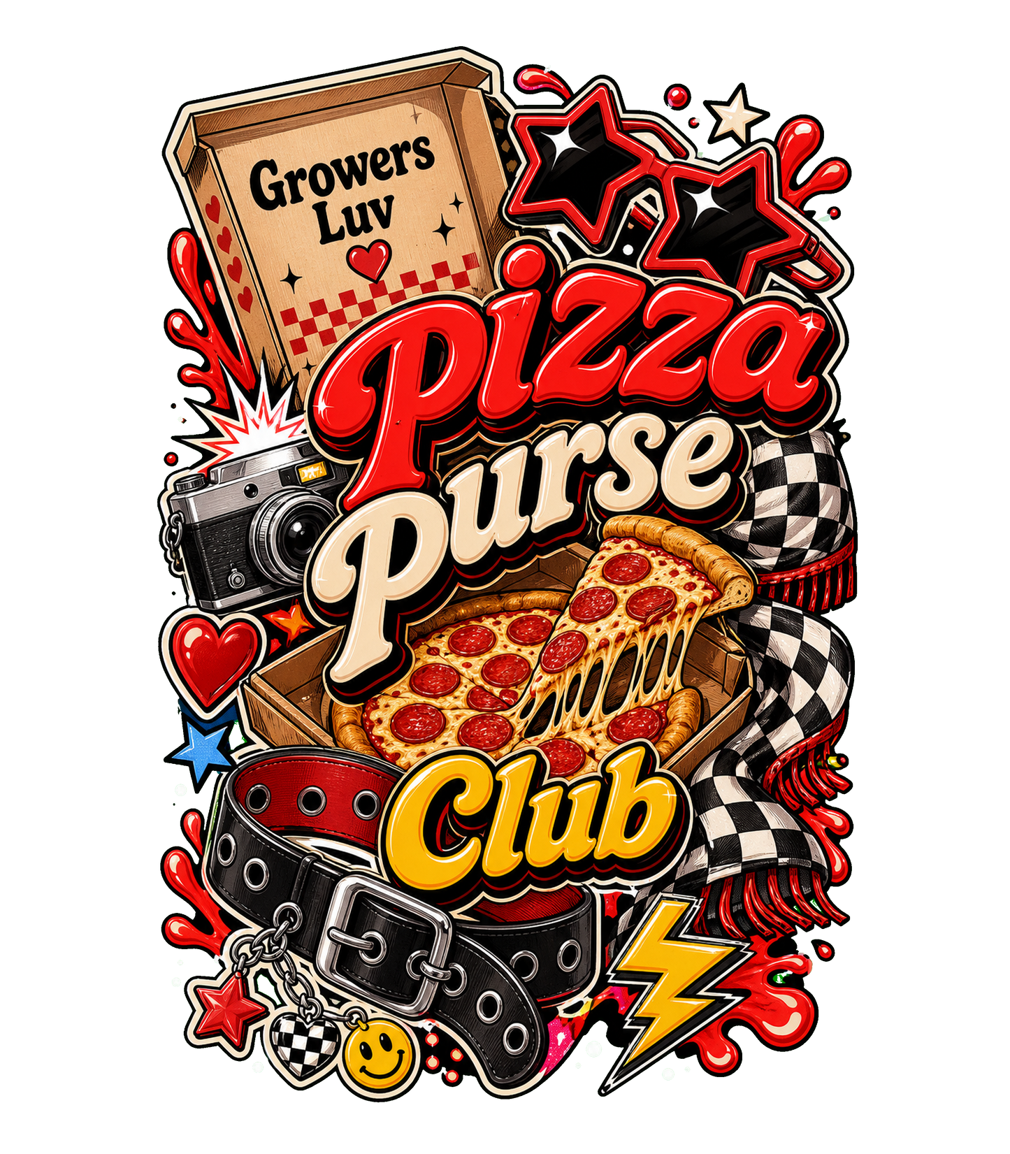 Pizza Purse Club Large Natural Tote Bag artwork detail