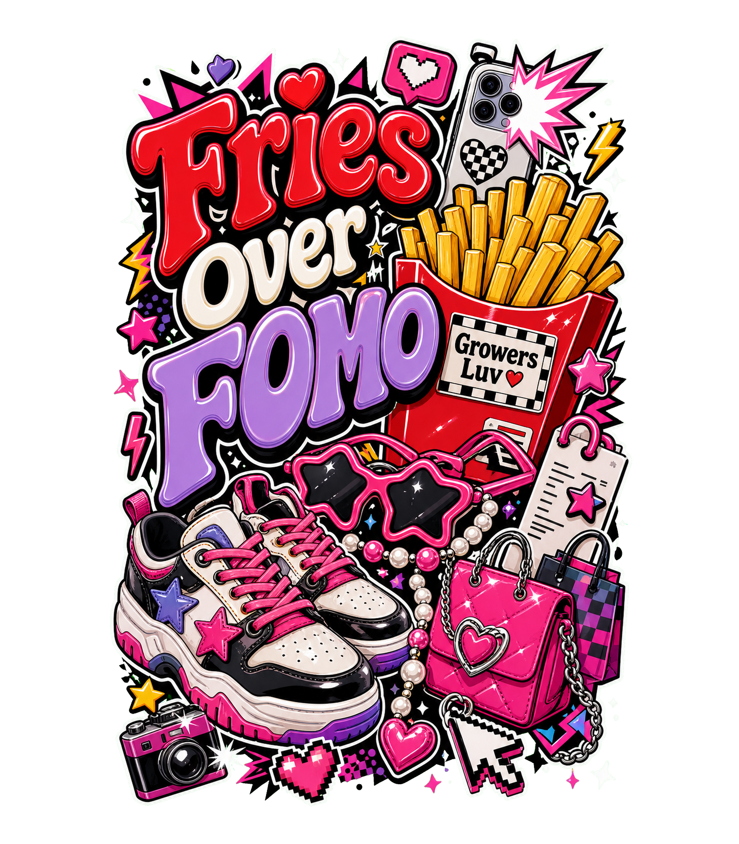 Fries Over Fomo Large Natural Tote Bag artwork detail