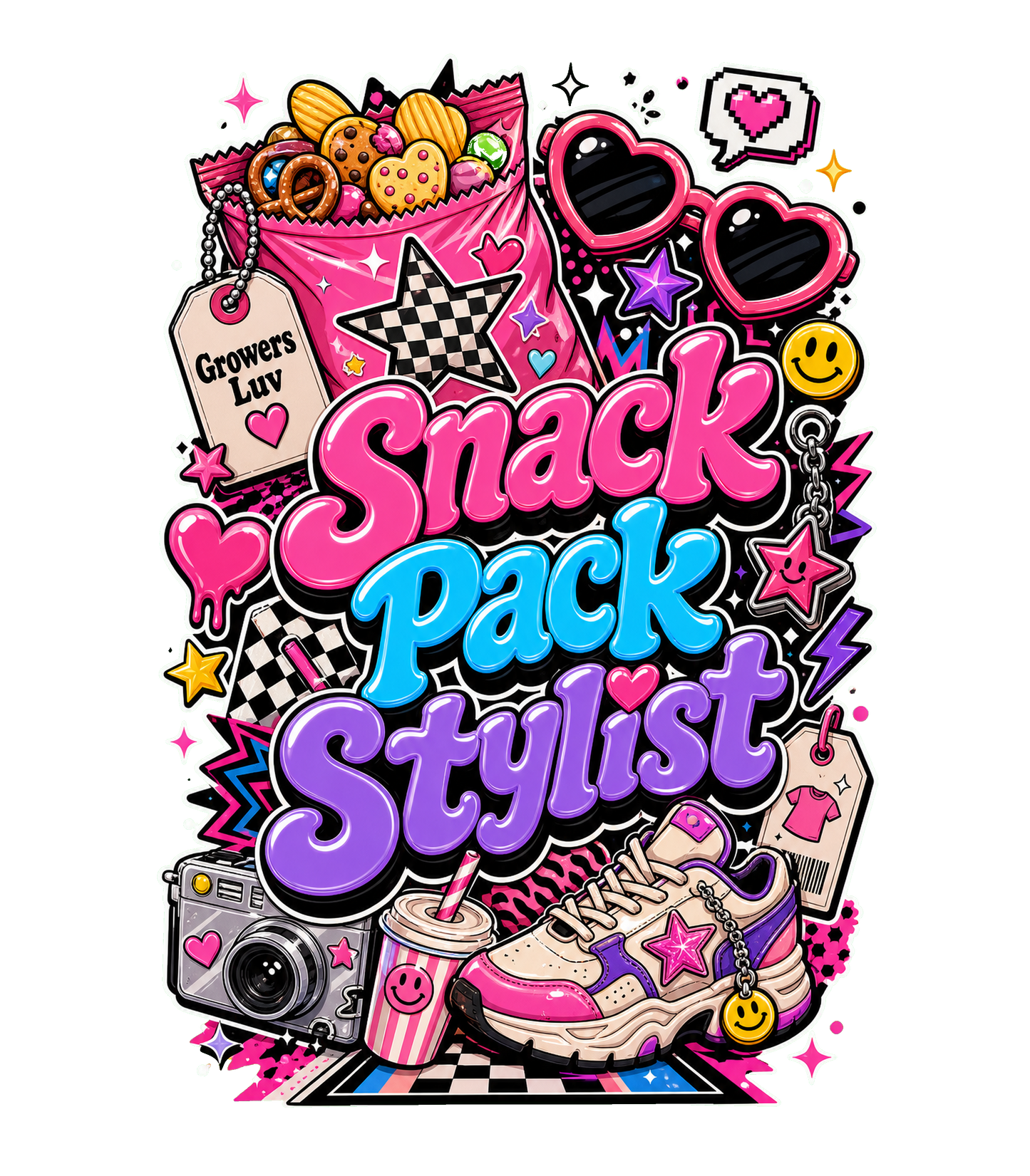 Snack Pack Stylist Large Natural Tote Bag artwork detail