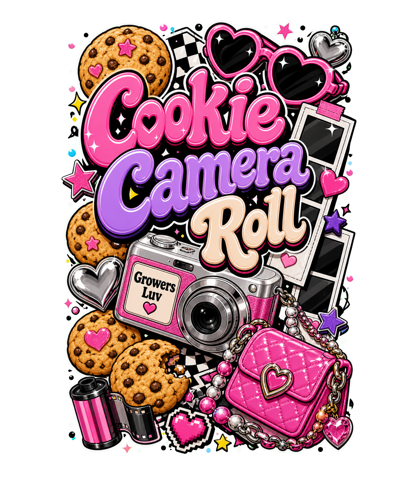 Cookie Camera Roll Large Natural Tote Bag artwork detail