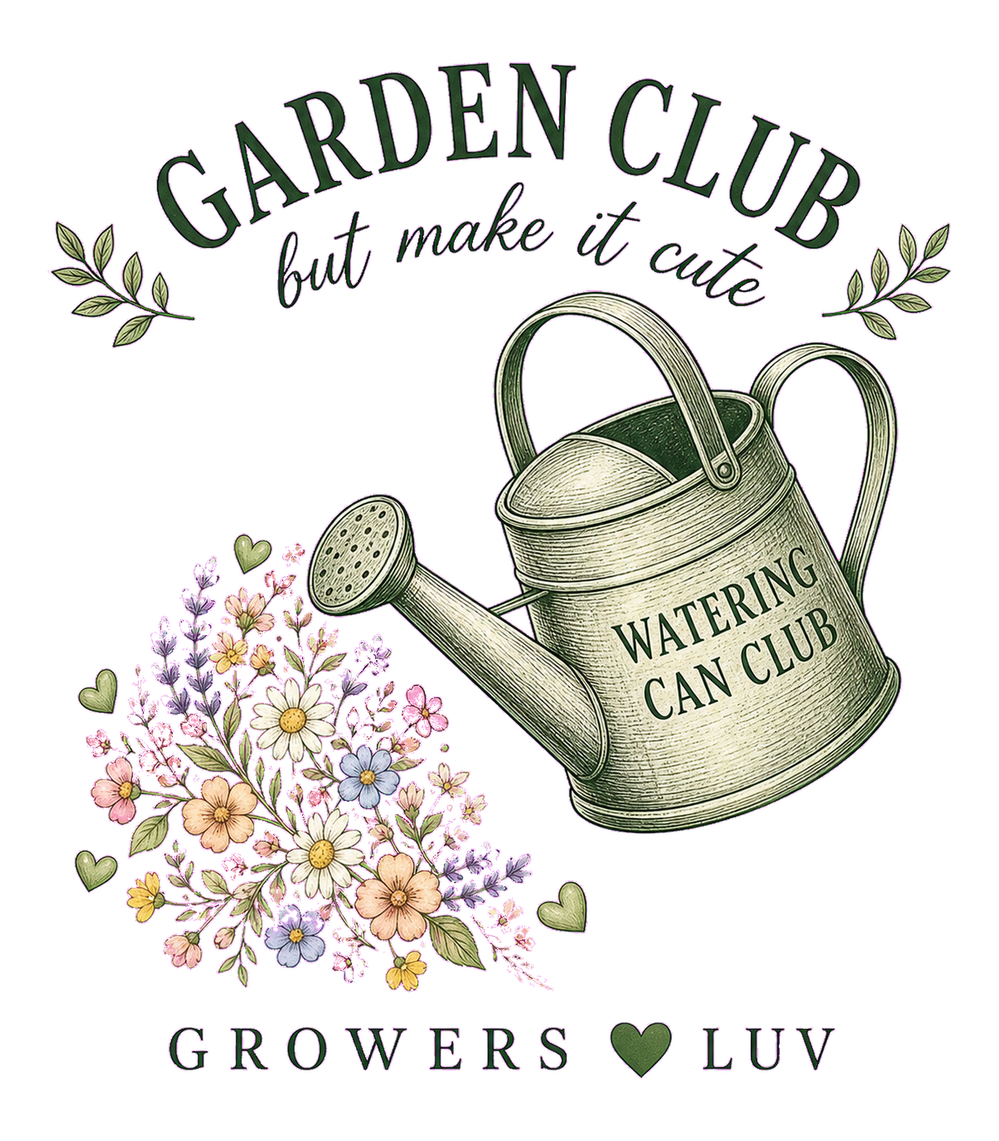 Garden Club But Make It Cute Large Natural Tote Bag artwork detail