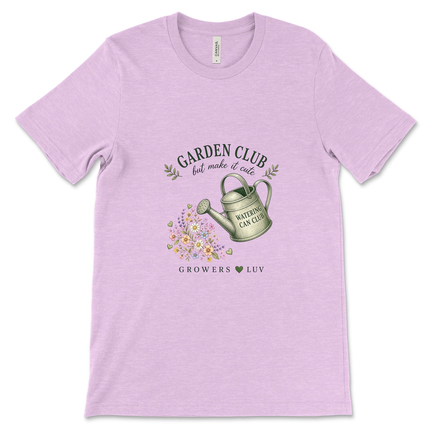 Garden Club But Make It Cute Women's Bella Canvas Graphic Tee in Heather Prism Lilac