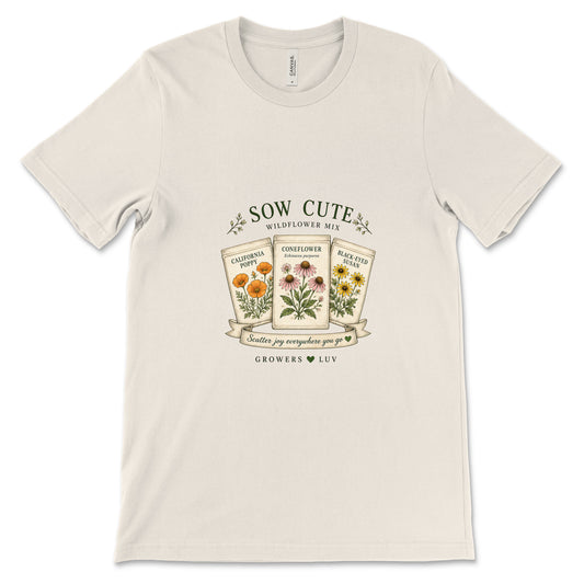 Sow Cute Wildflower Mix Women's Bella Canvas Graphic Tee in Natural