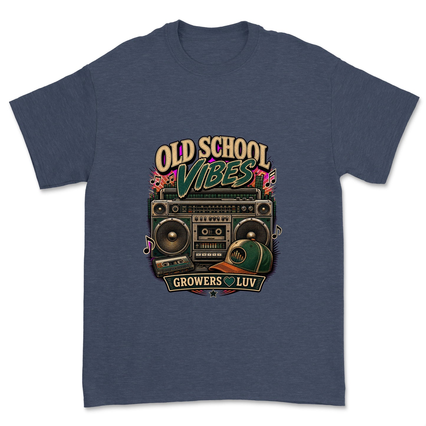 Old School Vibes Men's Gildan Graphic Tee in Heather Navy
