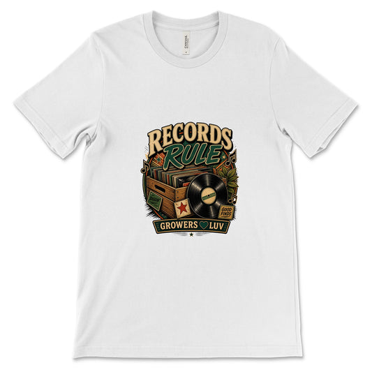 Records Rule Women's Bella Canvas Graphic Tee in White