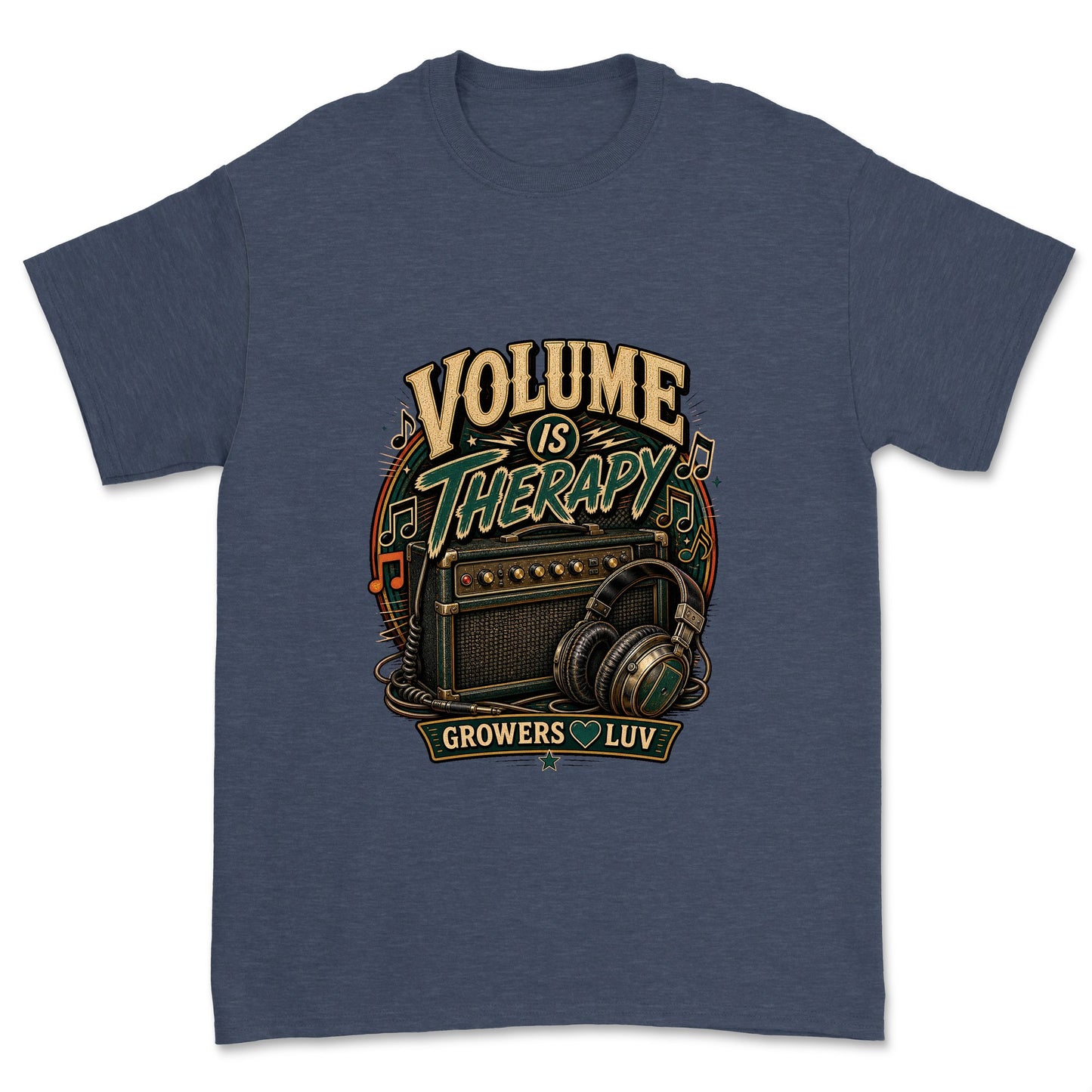Volume Is Therapy Men's Gildan Graphic Tee in Heather Navy