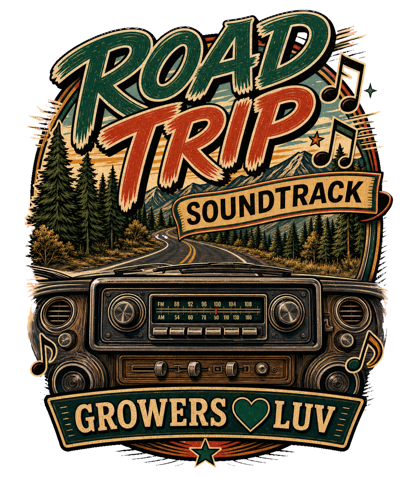 Road Trip Soundtrack Large Natural Tote Bag artwork detail