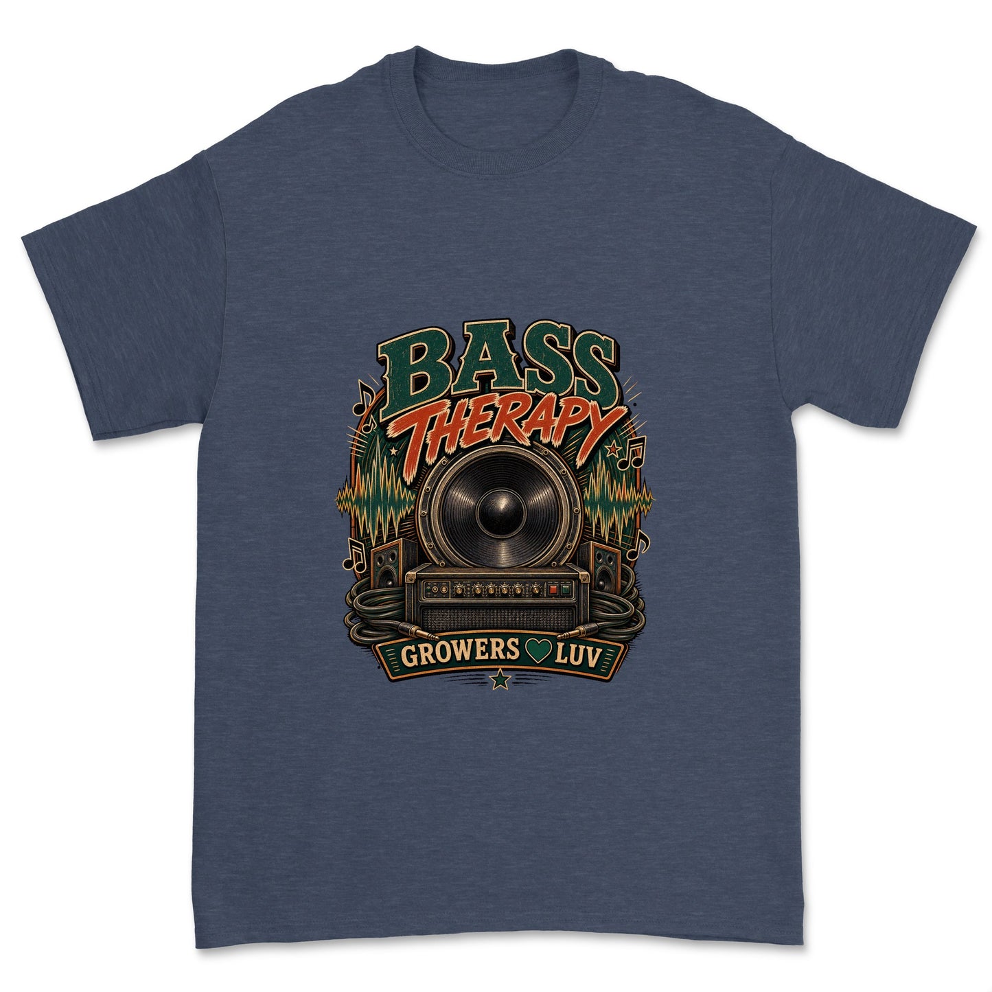 Bass Therapy Men's Gildan Graphic Tee in Heather Navy