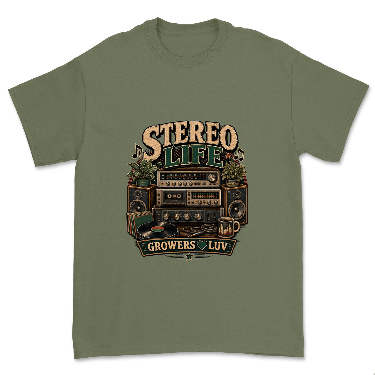 Stereo Life Men's Gildan Graphic Tee in Military Green