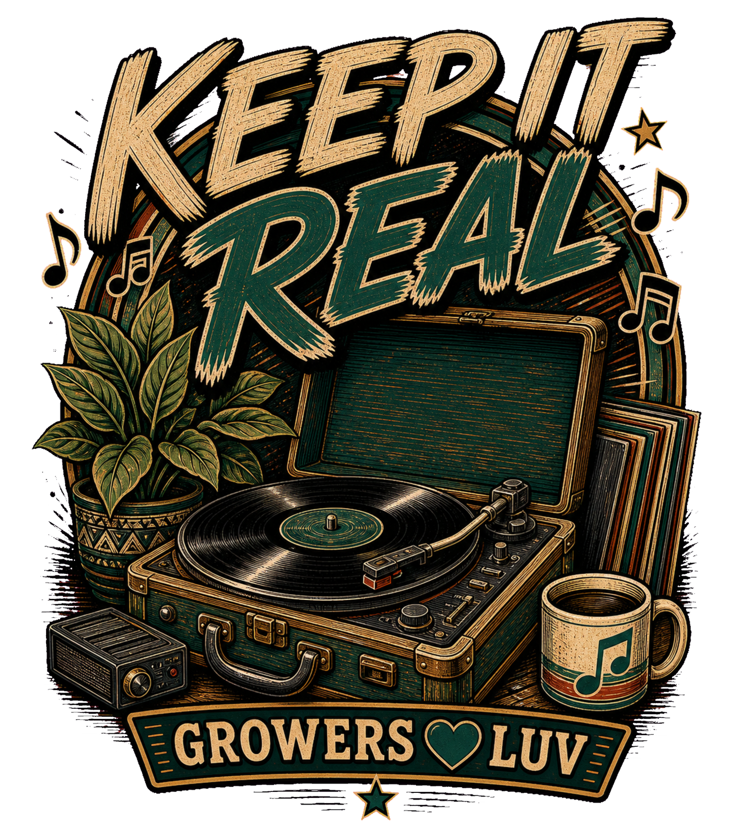 Keep It Real Large Natural Tote Bag artwork detail