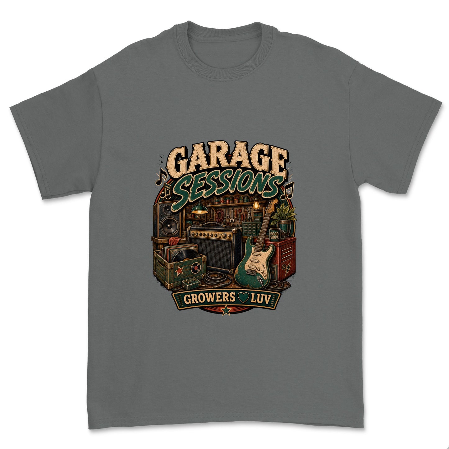 Garage Sessions Men's Gildan Graphic Tee in Charcoal