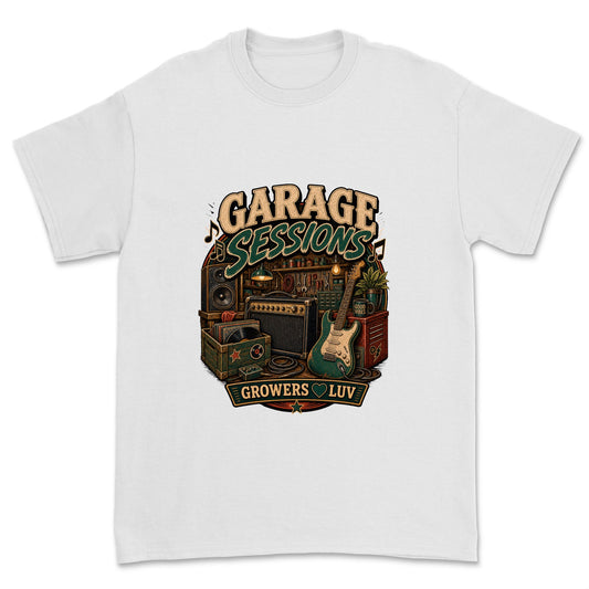 Garage Sessions Men's Gildan Graphic Tee in White