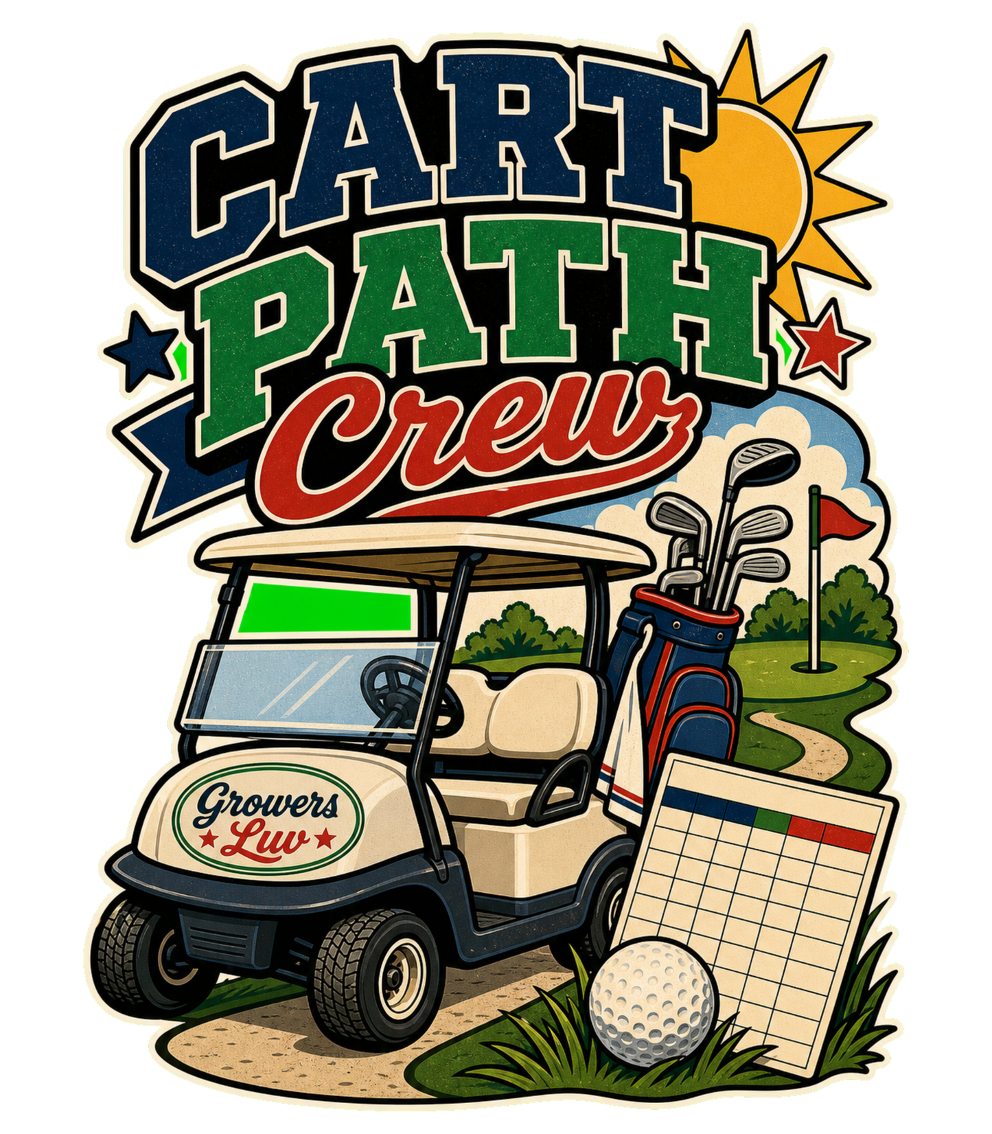 Cart Path Crew Large Natural Tote Bag artwork detail