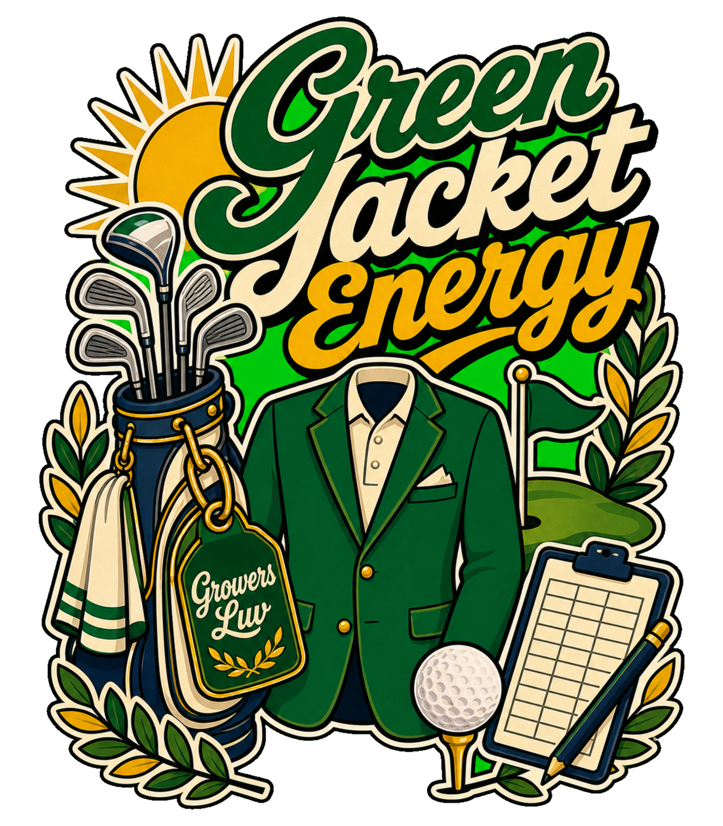 Green Jacket Energy Large Natural Tote Bag artwork detail