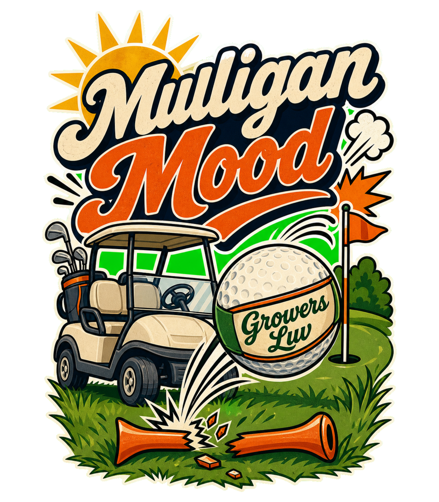 Mulligan Mood Large Natural Tote Bag artwork detail