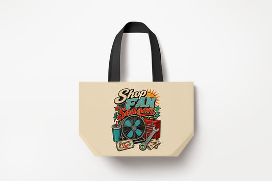 Shop Fan Season Large Natural Tote Bag product mockup on natural tote bag