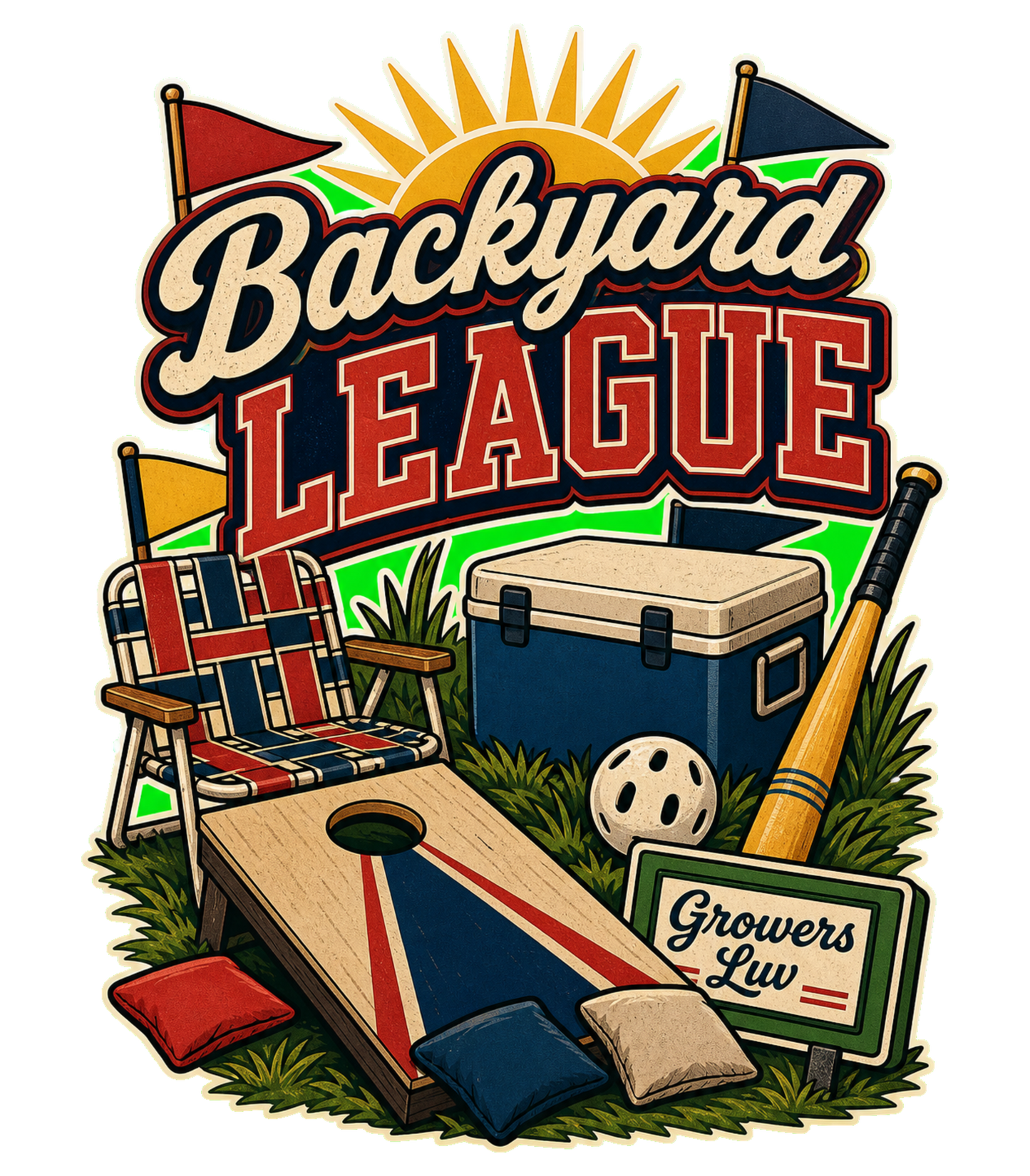 Backyard League Large Natural Tote Bag artwork detail