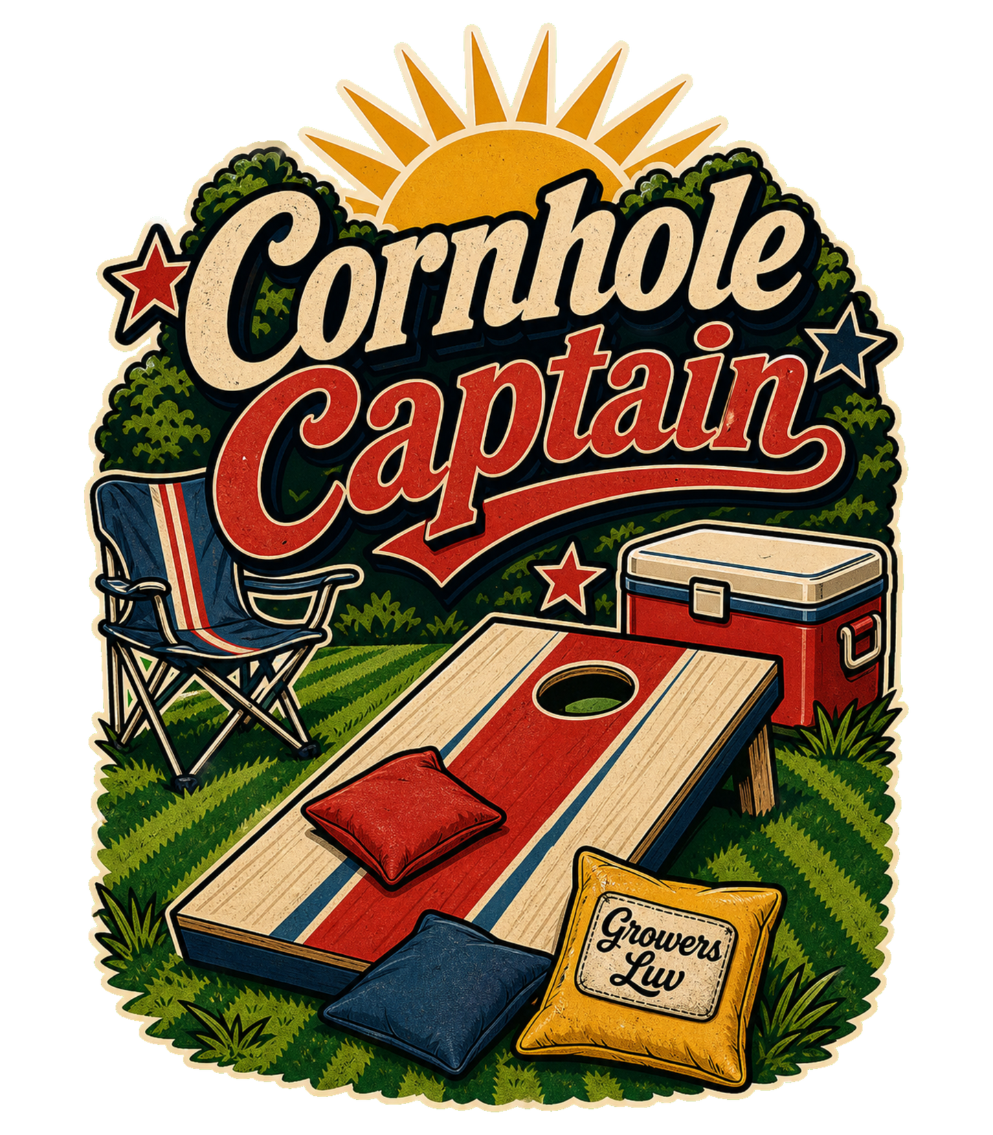 Cornhole Captain Large Natural Tote Bag artwork detail