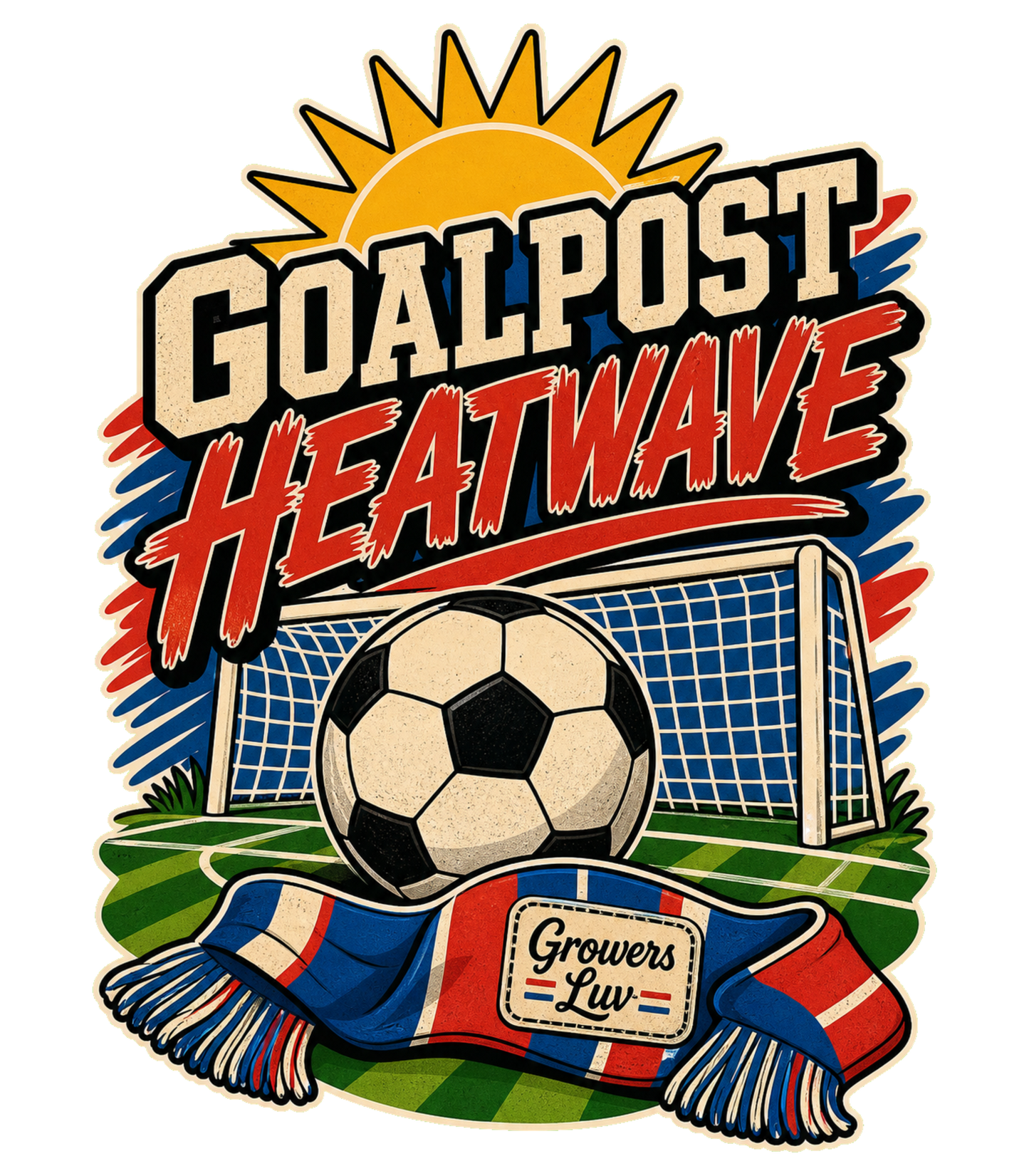 Goalpost Heatwave Large Natural Tote Bag artwork detail