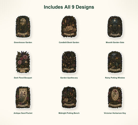 Dark Cottage Garden Sticker Pack - Set of 9 image 2