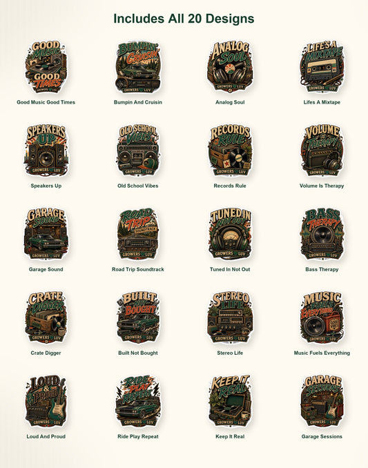 Music, Cars & Garage Sticker Pack - Set of 20 image 2