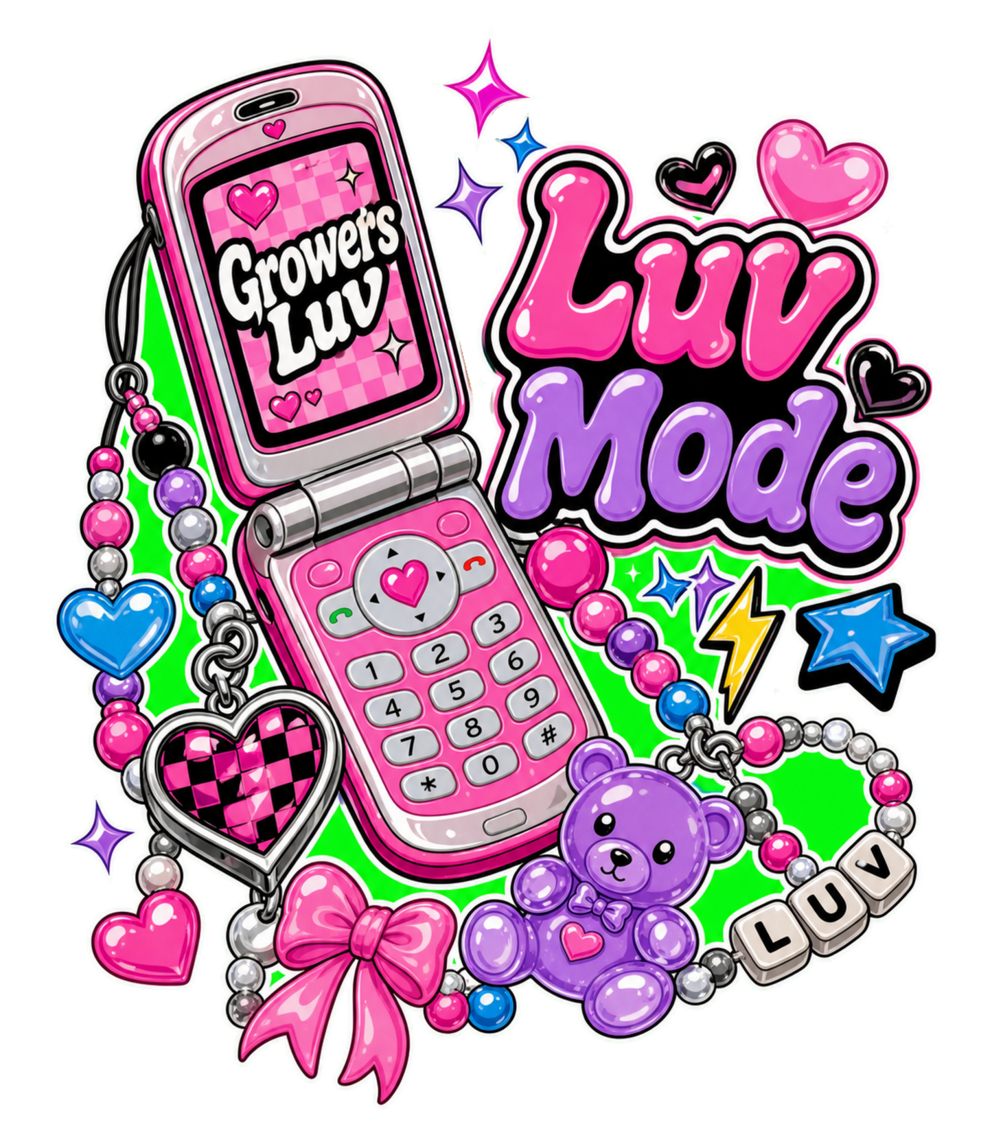 Luv Mode Phone Large Natural Tote Bag artwork detail