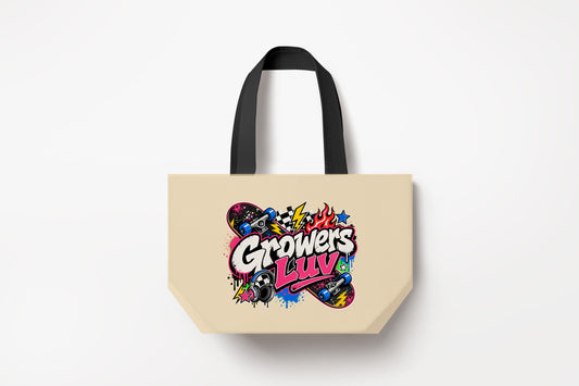Skate Static Large Natural Tote Bag product mockup on natural tote bag
