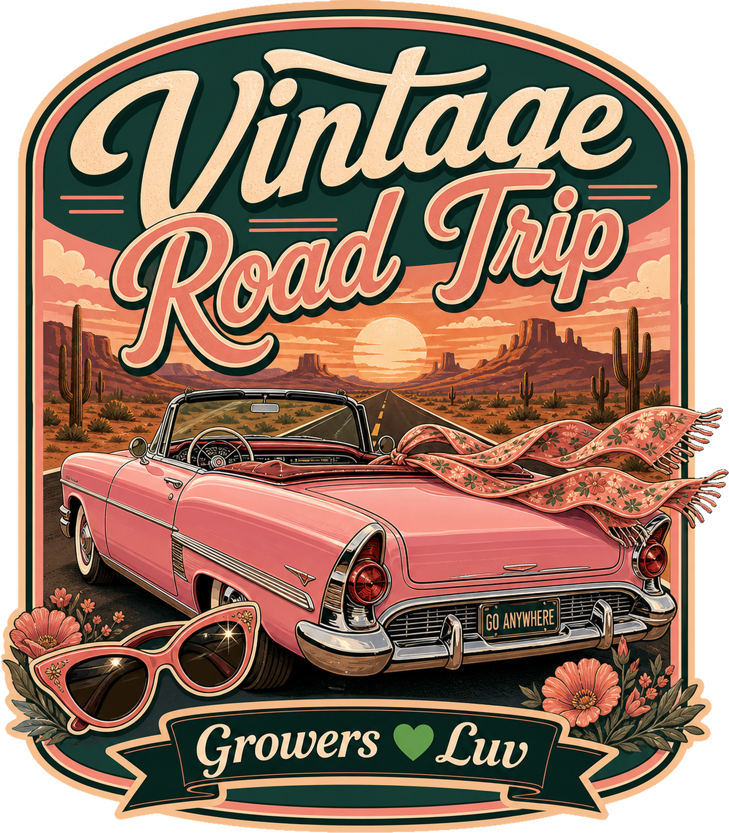 Vintage Road Trip Large Natural Tote Bag artwork detail