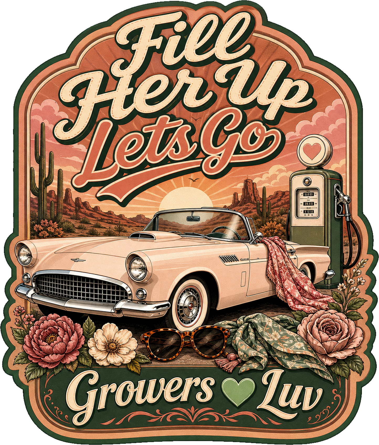 Fill Her Up Lets Go Large Natural Tote Bag artwork detail